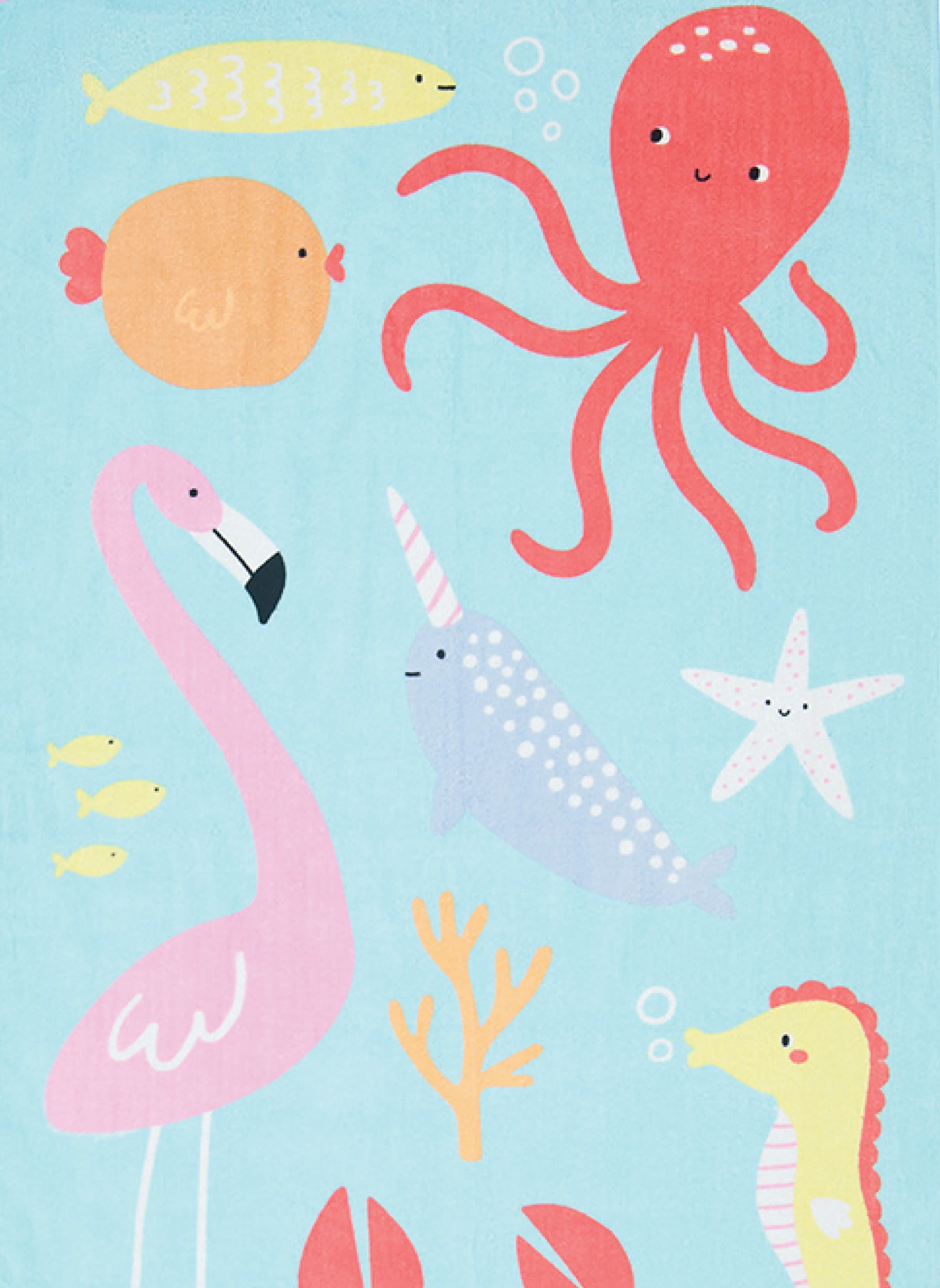 BEACH TOWEL UNDERWATER SEA ANIMALS