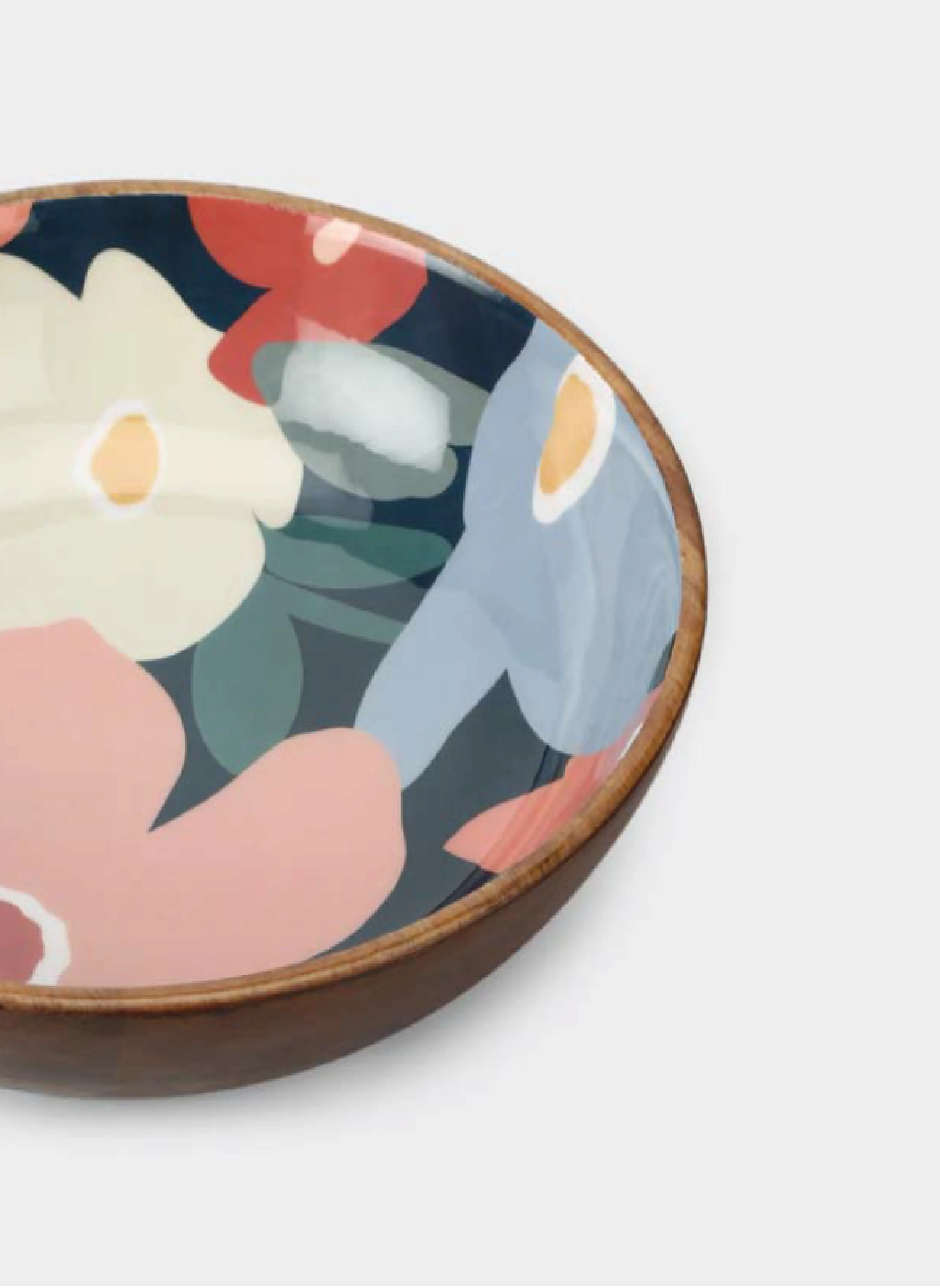 WOODEN BOWL FLORAL PRINT
