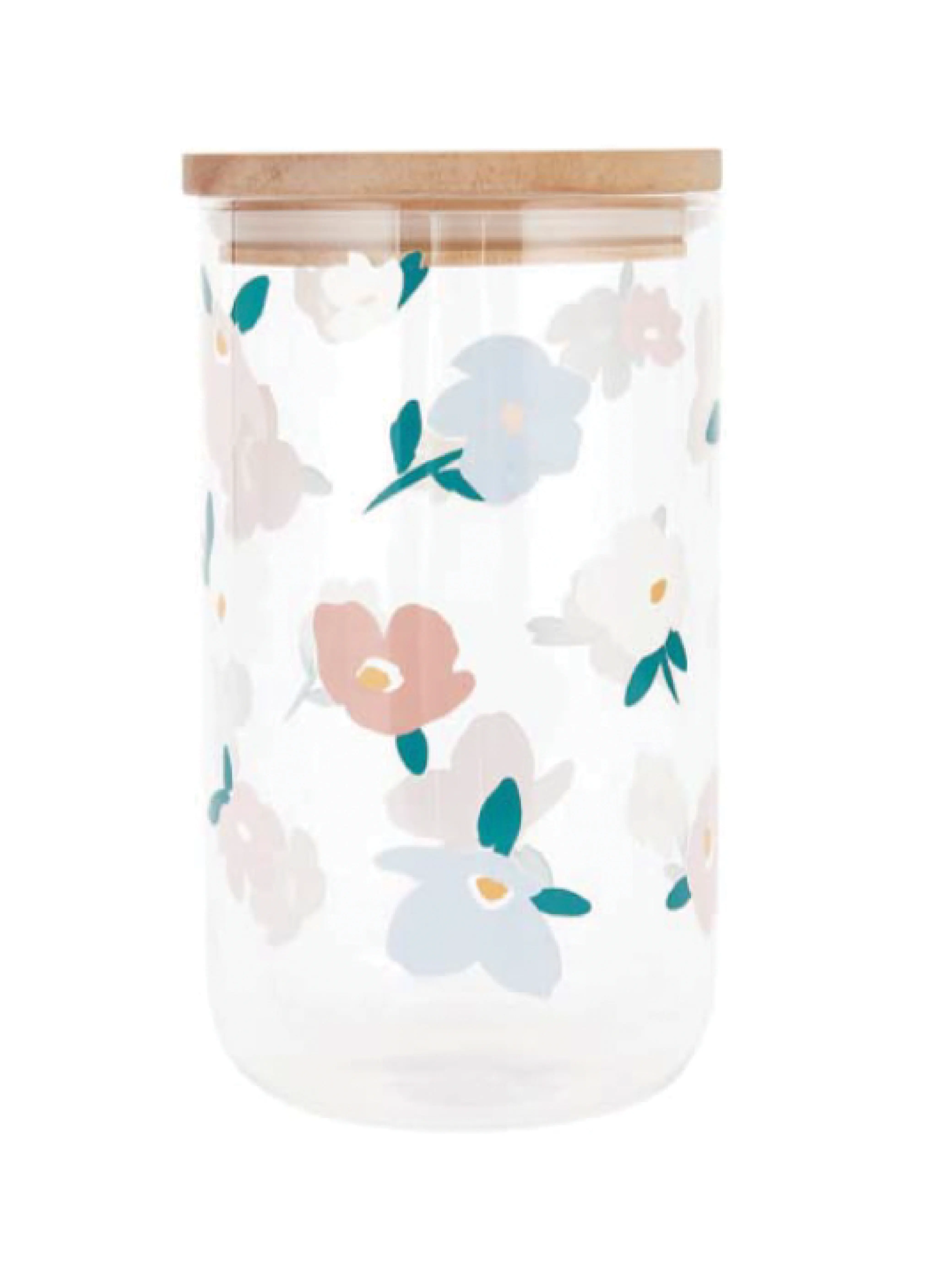 GLASS JAR FLORAL PRINT