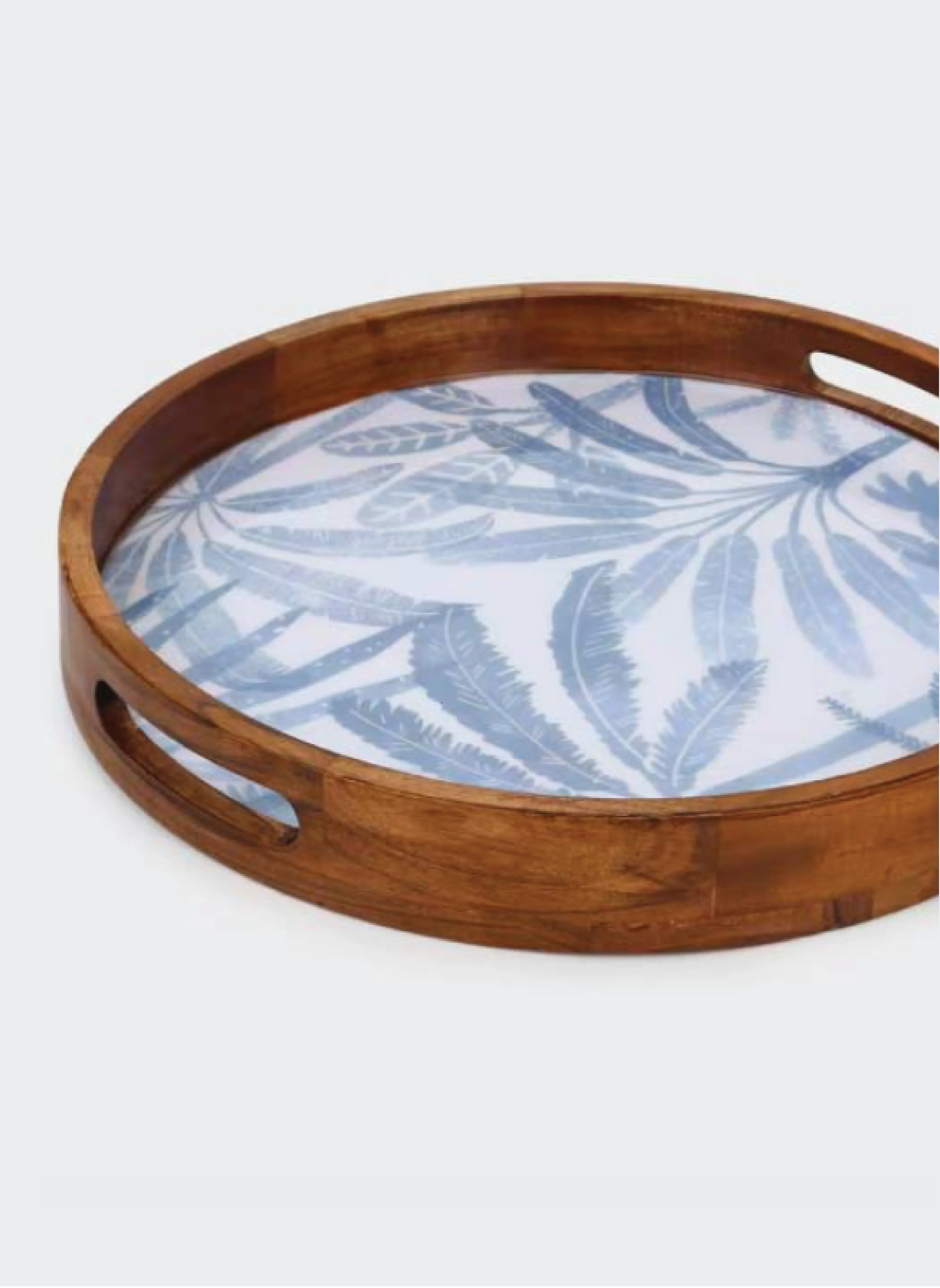 WOODEN TROPICAL FOLIAGE TRAY